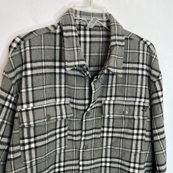 Zyia Gray Sierra Route Flannel shirt Size L wool blend button down plaid shacket - Picture 4 of 7